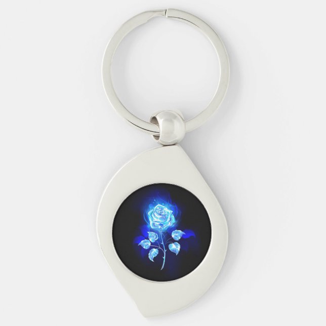 Burning Blue Rose Key Ring (Front)