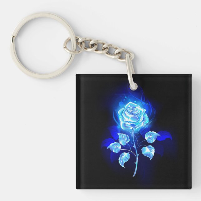 Burning Blue Rose Key Ring (Front)