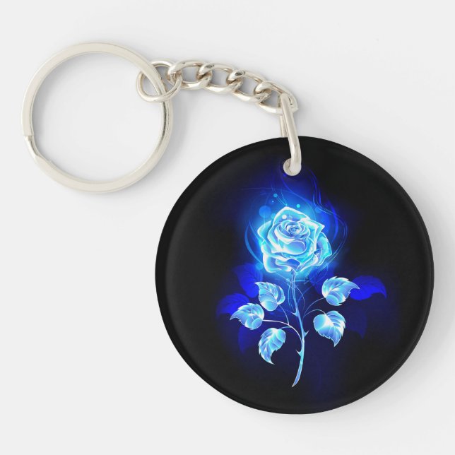 Burning Blue Rose Key Ring (Front)
