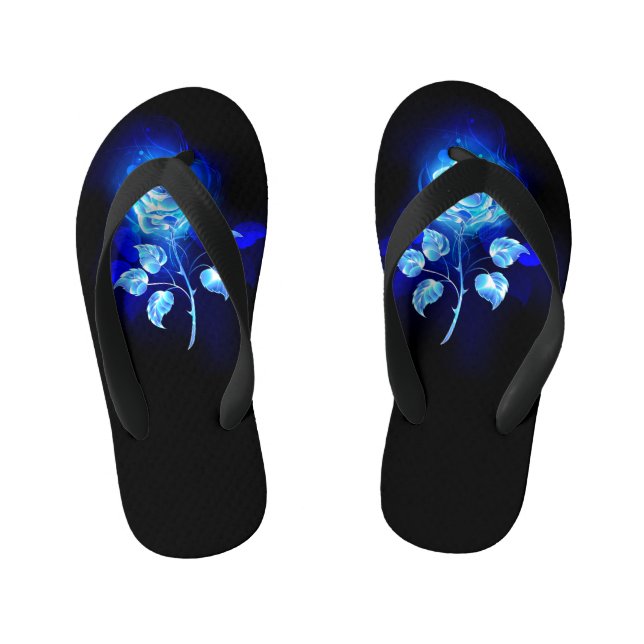 Burning Blue Rose Kid's Flip Flops (Footbed)