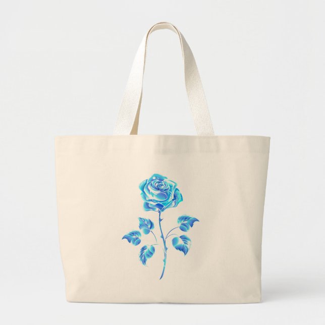 Burning Blue Rose Large Tote Bag (Front)