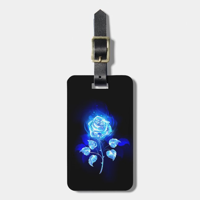 Burning Blue Rose Luggage Tag (Front Vertical)