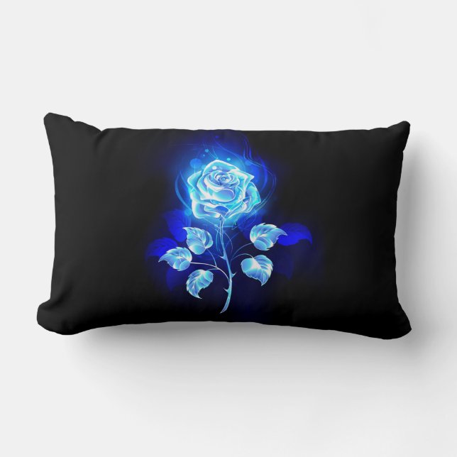 Burning Blue Rose Lumbar Cushion (Front)