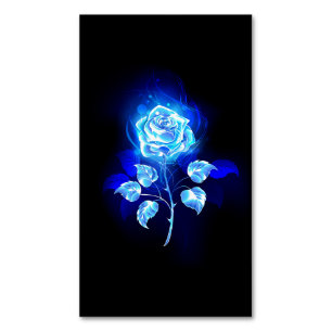 Burning Blue Rose Magnetic Business Card