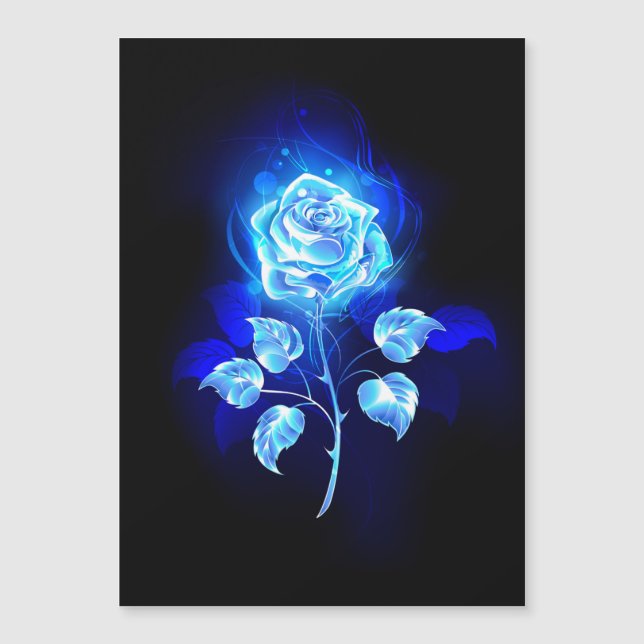 Burning Blue Rose Magnetic Invitation (Front)