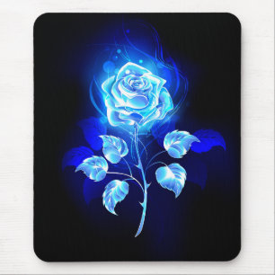 Burning Blue Rose Mouse Mat