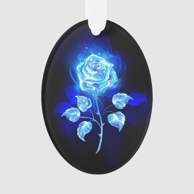 Burning Blue Rose Ornament (Front)