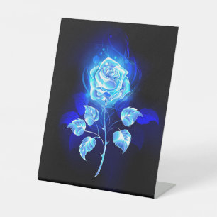 Burning Blue Rose Pedestal Sign