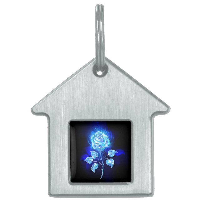Burning Blue Rose Pet ID Tag (Front)