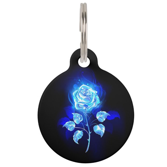 Burning Blue Rose Pet Tag (Front)