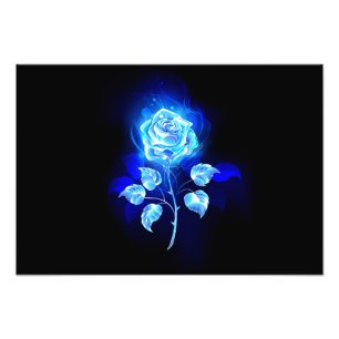 Burning Blue Rose Photo Print