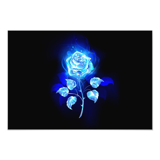 Burning Blue Rose Photo Print (Front)