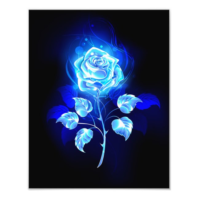 Burning Blue Rose Photo Print (Front)