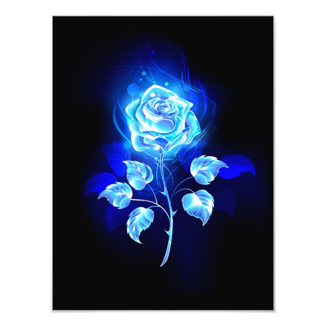 Burning Blue Rose Photo Print (Front)