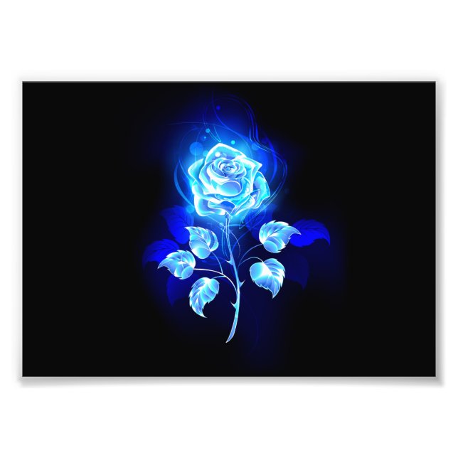 Burning Blue Rose Photo Print (Front)