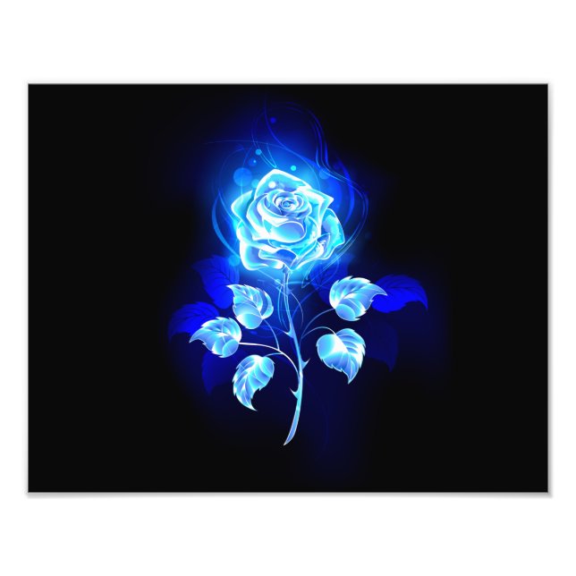 Burning Blue Rose Photo Print (Front)