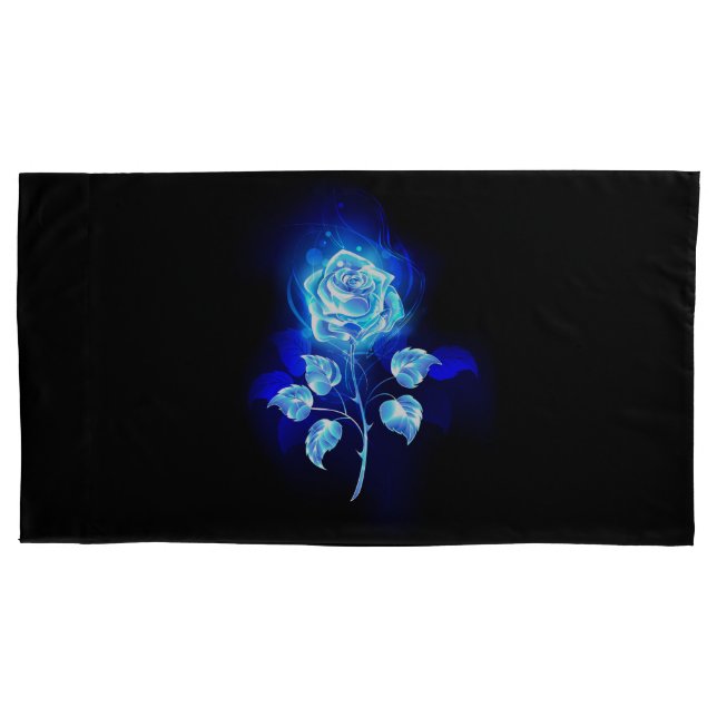 Burning Blue Rose Pillowcase (Front)