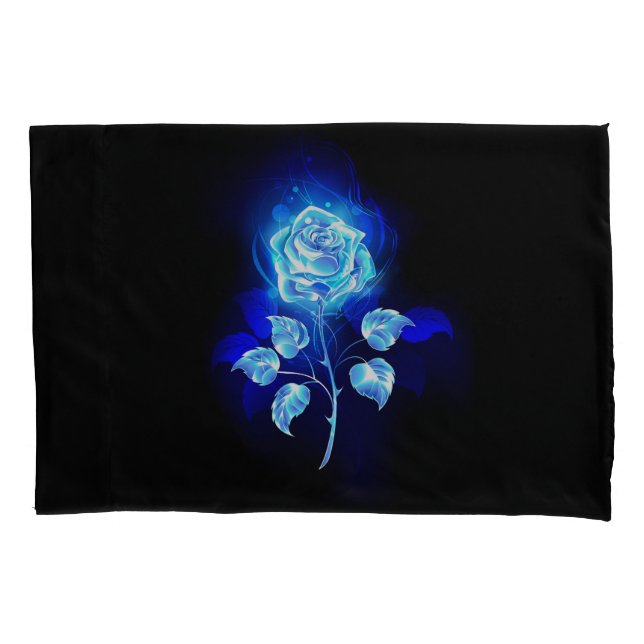 Burning Blue Rose Pillowcase (Front)