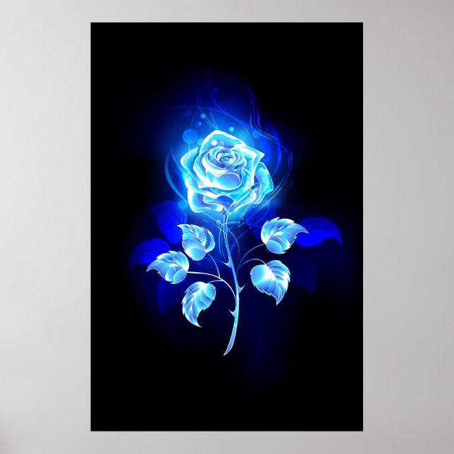 Burning Blue Rose Poster (Front)