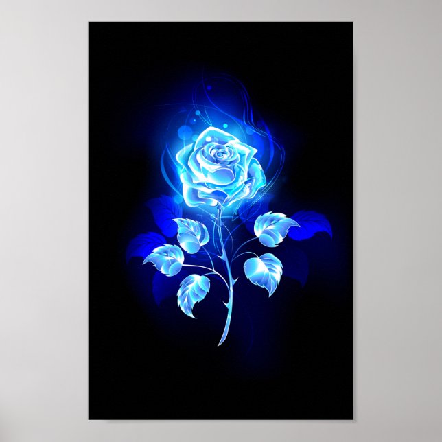 Burning Blue Rose Poster (Front)