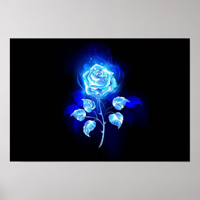 Burning Blue Rose Poster (Front)