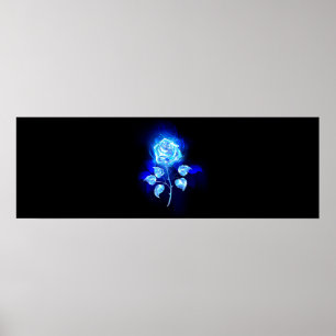 Burning Blue Rose Poster