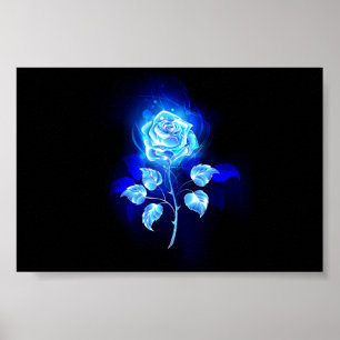 Burning Blue Rose Poster