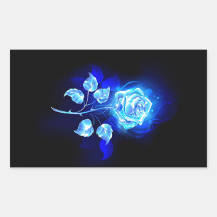 Burning Blue Rose Rectangular Sticker