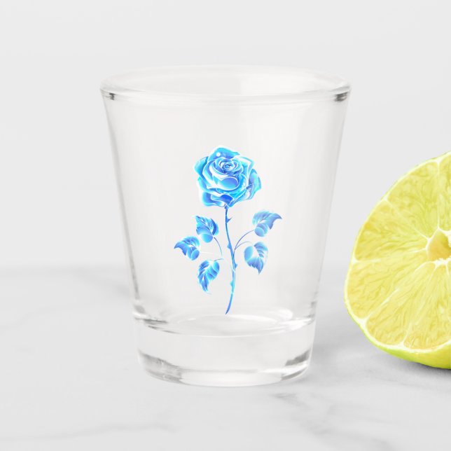 Burning Blue Rose Shot Glass (Front)