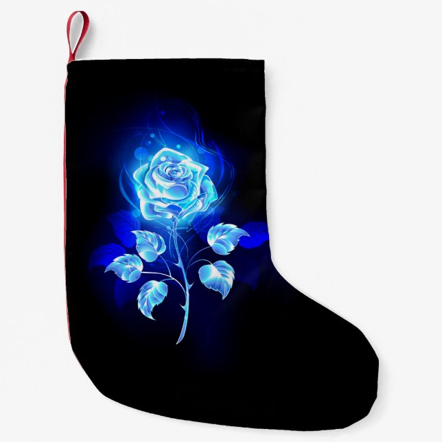 Burning Blue Rose Small Christmas Stocking (Front)