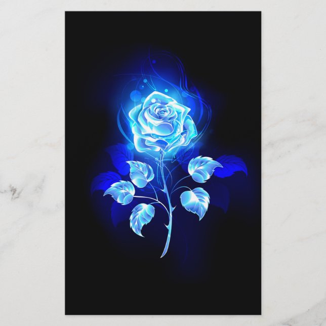 Burning Blue Rose Stationery (Front)