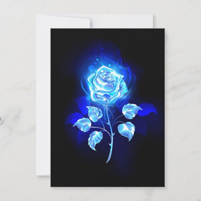 Burning Blue Rose Thank You Card (Front)