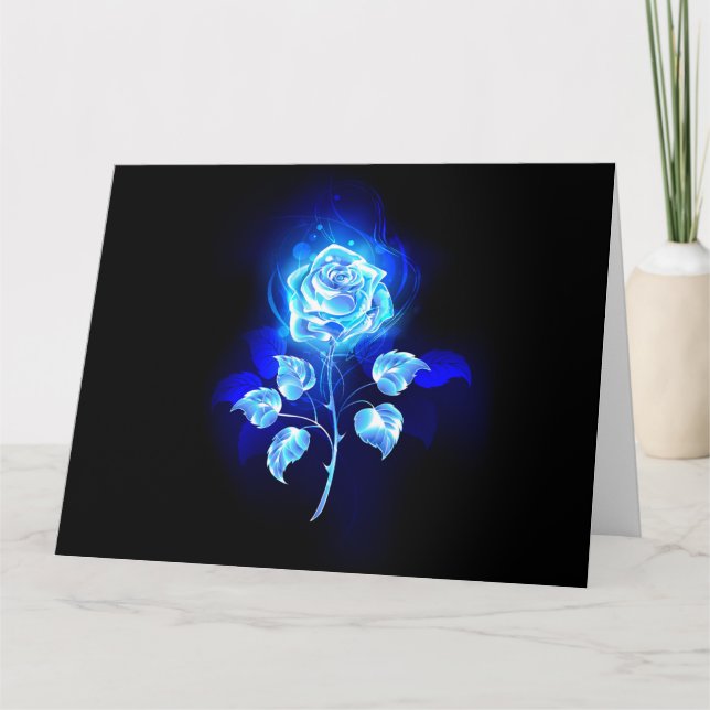 Burning Blue Rose Thank You Card (Front)