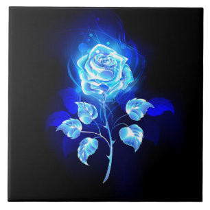Burning Blue Rose Tile