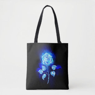 Burning Blue Rose Tote Bag