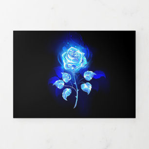 Burning Blue Rose Tri-Fold Holiday Card