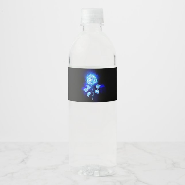 Burning Blue Rose Water Bottle Label (Front)