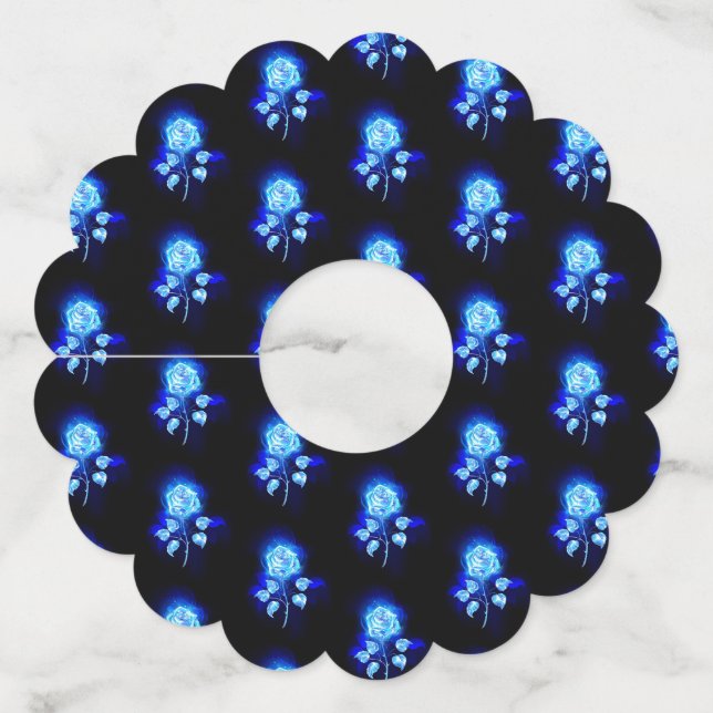 Burning Blue Rose Wine Glass Tag (Front)