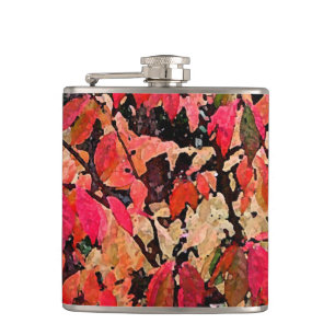 Burning Bush Abstract Hip Flask