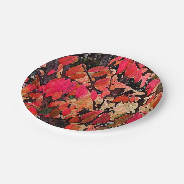 Burning Bush Abstract Paper Plates (Angled)