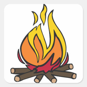 Burning Campfire Square Sticker
