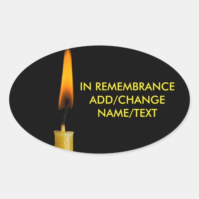 Burning Candle And Your Text Version Two Oval Sticker (Front)