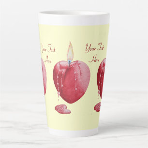 burning candle romantic red love heart  latte mug
