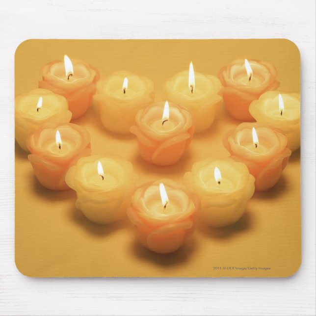 Burning candles arranged in a heart shape mouse mat (Front)