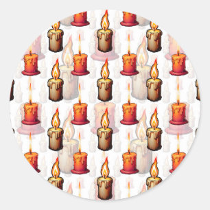 Burning Candles Pattern Design Classic Round Sticker