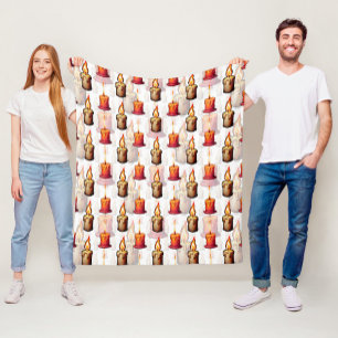 Burning Candles Pattern Design Fleece Blanket