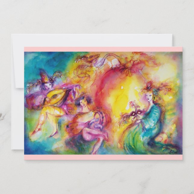 BURNING CARNIVAL,Mardi Gras Masquerade Ball Invite (Front)