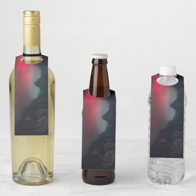 Burning clouds, fog and mountains bottle tag (In Situ)