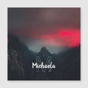 Burning clouds, fog and mountains monogram