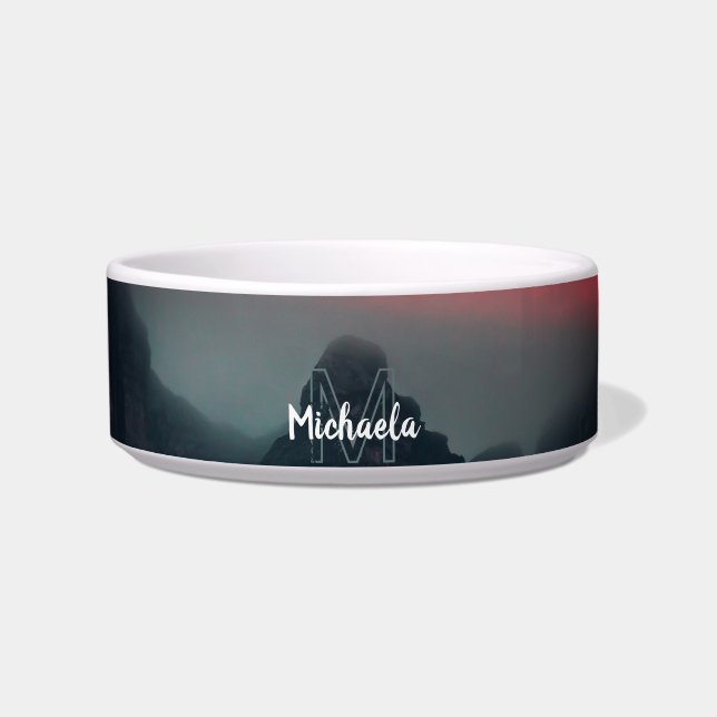 Burning clouds, fog and mountains monogram bowl (Front)